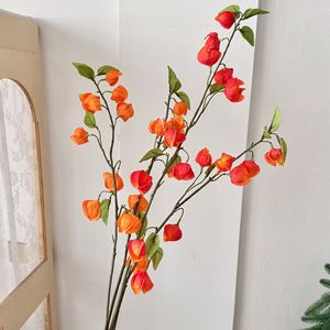 ดอกไม้ประดิษฐ์รูปผลไม้ สีส้มเข้ม สีส้มอ่อน ผ้าไหม ตกแต่งบ้าน กิ่งเดี่ยว คุณภาพสูง - Product Image 3