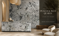 Dalles de quartz bleu paon FANCY STONE 18 mm, surface polie, pour îlot de cuisine de luxe, meuble-lavabo de salle de bain, murs décoratifs d'hôtel