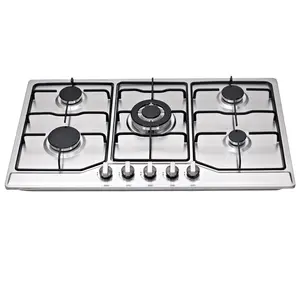 Appareil de cuisson en acier inoxydable de vente chaude cuisine intégrée facile à nettoyer cuisinière à gaz à 5 brûleurs/plaques de cuisson à gaz/brûleur à gaz