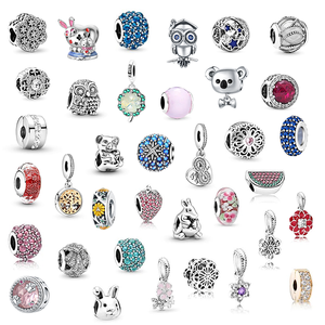 European Style 925 <b>Silver</b> Owl Rabbit <b>Charms</b> - Zircon Beads Pendants <b>for</b> Fine <b>Bracelet</b> Jewelry Making - Product Image 1
