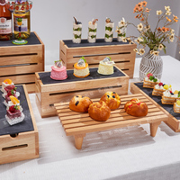 Présentoir à nourriture rectangulaire en bois de chêne pour buffet de restauration, design moderne, supports pour présentation de desserts