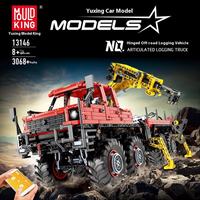 Mould King 13146 Camion forestier articulé tout-terrain RC, blocs de construction, télécommande APP 2.4G, véhicule d'ingénierie, modèle de loisir