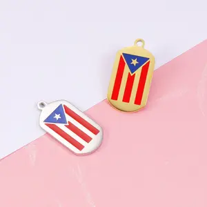 New design Square Rectangular Zinc Alloy Metal Keychain National Tourist Souvenir Key holder Keychains Ring Puerto Rico Keychain