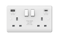 Prise USB à double interrupteur 1 voie avec ports Type A+C pour charge rapide, norme britannique, en cuivre