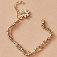 Chaîne de cheville tendance double couche avec coquille cœur et pierre principale, en acier inoxydable plaqué or 18 carats, unisexe, pour soirée, écologique