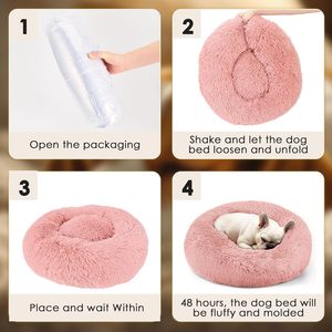 Super Soft Round Washable Plush Faux Fur Solid Sustainable Luxury Cat & Dog <b>Pet</b> Bed with Velvet <b>Sofa</b> Design in 15 Colors - Product Image 4