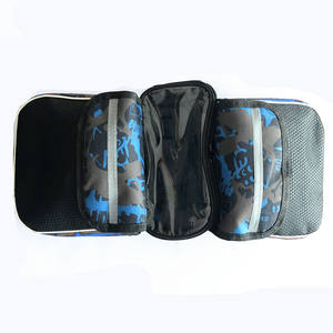 Bolsa para teléfono para bicicleta, impermeable, para sillín delantero, con bolsillo con cremallera, camuflaje, azul, unisex - Product Image 1