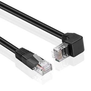 Penjualan Terbaik kabel ekstensi Ethernet 90 derajat sudut kanan kabel jaringan Rj 45 Cat 8