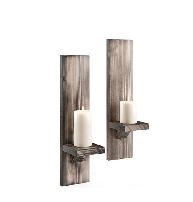 Подсвечник в стиле ретро, украшение в сельском стиле, винтажный Свадебный деревянный подсвечник в стиле ретро, набор из 2 подсвечников