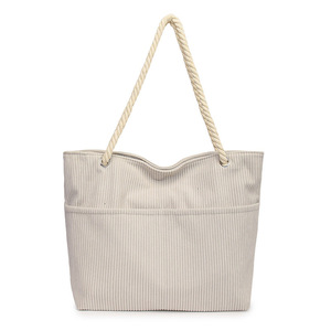 Borsa Tote Casual in Velluto a Coste con Texture per il Pendolarismo, Design Semplice a Tracolla Singola, Borsa alla Moda per l'<span class=keywords><strong>Università</strong></span> - Product Image 2