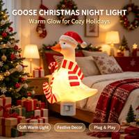 Lampada Notturna LED a Forma di Anatra Natalizia con Cappello di Babbo Natale, Decorazione per Casa, Lampada da Parete, Illuminazione Festiva per Camera da Letto, Regalo, Lampada da Studio