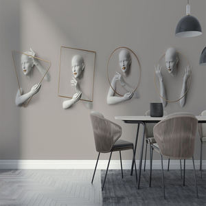 <span class=keywords><strong>Visage</strong></span> de femme en relief 3D <span class=keywords><strong>avec</strong></span> <span class=keywords><strong>papier</strong></span> <span class=keywords><strong>peint</strong></span> décoratif gris - Product Image 2