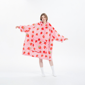 <span class=keywords><strong>Felpa</strong></span> <span class=keywords><strong>Coperta</strong></span> con Cappuccio Oversize in Sherpa, Plaid Indossabile Morbido in <span class=keywords><strong>Pile</strong></span> con Tasca per Adulti - Product Image 1