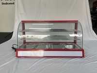 Vitrine de présentation isotherme commerciale en verre incurvé pour boissons chaudes, idéale pour restaurants, poulet frit et aliments chauds