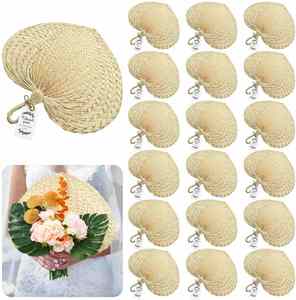 Abanicos de Rafia Naturales Hechos a Mano, Abanicos de Buri para Decoración Rústica de Verano, Abanico de Ratán - Product Image 2