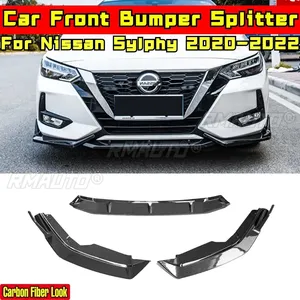 For Nissan Sylphy 2020-2022 Body Kit Front Bumper Lip Carbon Fiber Look Sport Style Front Bumper <b>Splitter</b> Guard Car Accessories - Product Image 1