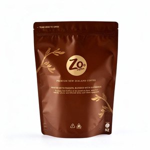 Sacs d'emballage pour <span class=keywords><strong>café</strong></span> en aluminium scellés sur huit côtés avec fermeture éclair refermable thermoscellable, qualité alimentaire, logo personnalisé - Product Image 1