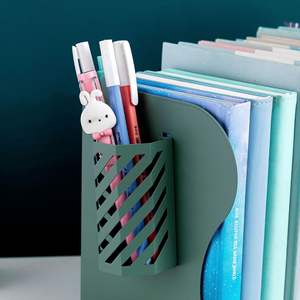 Soporte de libros extensible de estilo nórdico, sujetalibros ajustables, organizador de escritorio en forma de L para oficina, estante de almacenamiento de libros con portalápices - Product Image 3