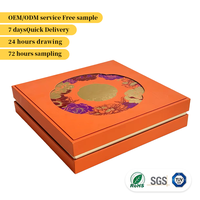 Boîte cadeau rigide en carton avec couvercle et base, orange mat, logo personnalisé, luxe, pour cosmétiques, avec échantillonnage rapide
