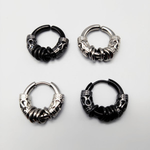 <b>Clip</b>-<b>on</b> <b>Earrings</b> Dragon Pattern Titanium Steel Unisex Fashion Jewelry - Product Image 3