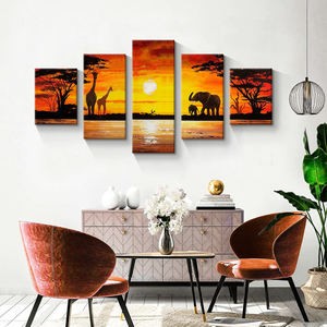 Cuadro Decorativo de Estilo Naturaleza Muerta, 5 Piezas, Impresión Digital en Lienzo de Paisaje Africano en Alta Definición para Decoración de Sala de Estar, Fondo de Sofá, Arte de Pared - Product Image 5