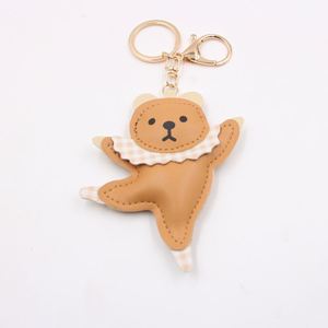 Leather Ballet Dancing Bear <b>Keychain</b> Cute Animal Figure Key Pendant - Product Image 4