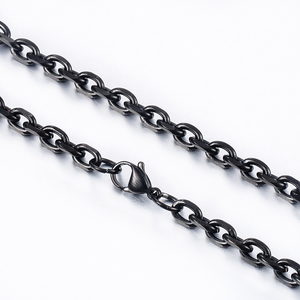 Chaîne en acier inoxydable noire tendance, différentes longueurs, bijoux pour hommes et femmes, colliers - Product Image 4
