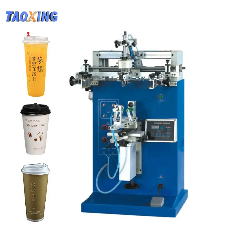 Máquina de impressão cilíndrica de papel, tx250s copo plástico impressora de tela de seda cilíndrica para copos de papel