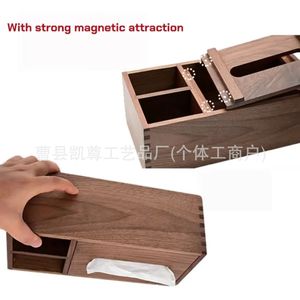 Cross-border North American black walnut wood tissue box, solid wood tissue box for living room and bedroom, multi-functional - Product Image 4