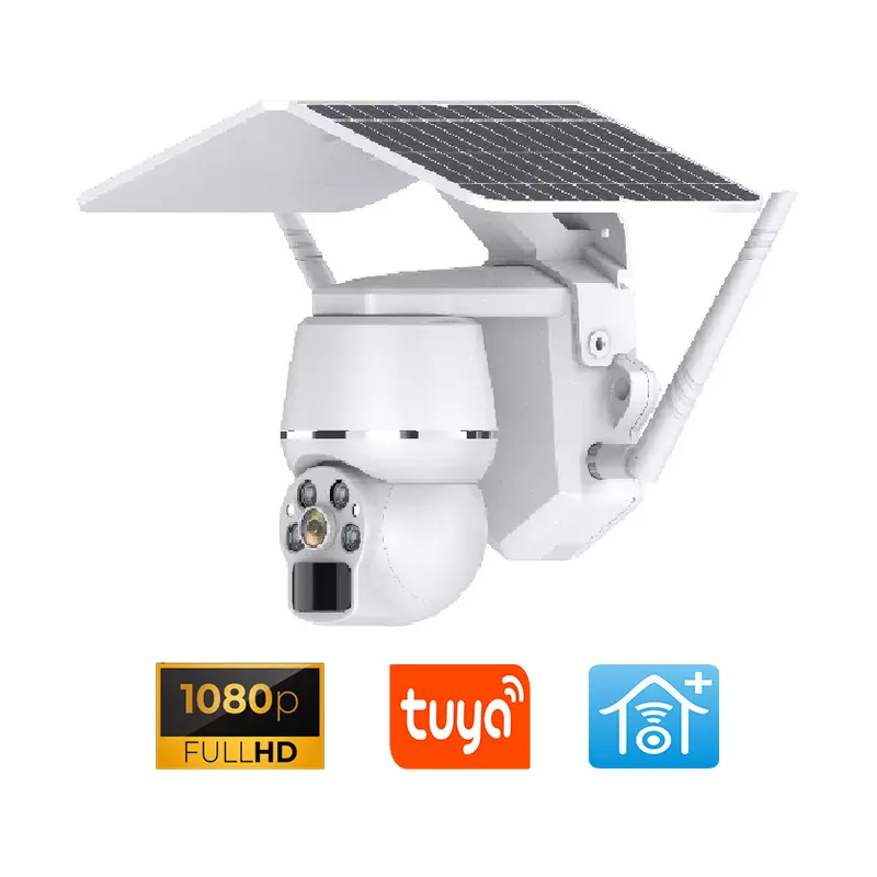 Solar Powered 4G Camera Low Power Tuya App Night Vision CCTV Wifi Camera Security Dual Light Network 4G Solar PTZ Camera