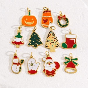 Bijoux personnalisés en gros, pendentifs et breloques en acier inoxydable plaqué or, breloques en émail coloré, breloques d'Halloween, breloques de Noël, breloques DIY - Product Image 1