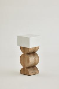 Artwork di scultura etnica chic in calcestruzzo riciclato olmo naturale piccolo tavolo mobili tavolino tavolino tavolino fine tavolo per soggiorno - Product Image 3