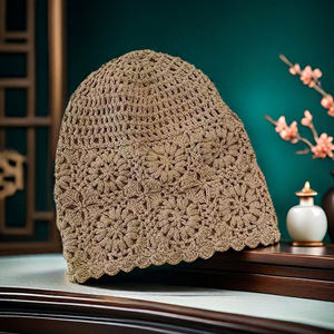 Sombrero de verano <span class=keywords><strong>para</strong></span> <span class=keywords><strong>mujer</strong></span>, <span class=keywords><strong>tejido</strong></span> calado de ganchillo, sólido, <span class=keywords><strong>a</strong></span> la moda, bonito, Floral, transpirable, absorbente de sudor, <span class=keywords><strong>gorra</strong></span> de cara pequeñ<span class=keywords><strong>a</strong></span> suelta - Product Image 2