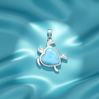 Nouveauté 925 Sterling Silver Natural Blue Larimar Stone Fine Jewelry Tortue Collier Pendentif pour Saint Valentin Cadeau