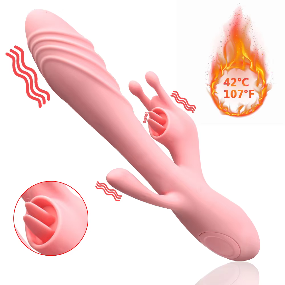 pink rose vibrator Heating Vibrator Wand Silicone Multi-speed Rabbit Vibrator 8.85 × 1.53 in  for G Spot and Clitoris from Dhgate Vibrators main image 0