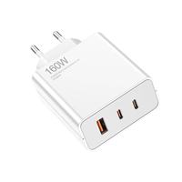 Pengisi Daya Cepat USB-C PD 160W 3 Port USB+2 Tipe C Pengisi Daya Dinding Cepat QC 3.0 Adaptor Daya Ponsel