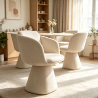 Ensemble de chaises de salle à manger Voxhome minimalistes en tissu polaire rembourré, avec structure en bois massif et éponge, pour la maison et la salle à manger