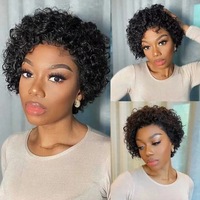 Perruques Courtes Pixie Curls 100% Cheveux Humains 13x4 13x1 Lace Frontal, Perruque Courte Bob Pixie en Cheveux Humains, Perruque Transparente Lace Front en Cheveux Humains