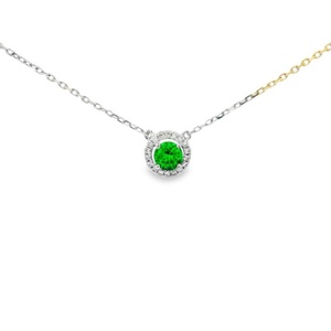 Qinglong Jewelry 18K Lab Gemstone Necklace <b>Emerald</b> Jewelry <b>Emerald</b> <b>Pendant</b> Gemstone Chain Round Cut Necklace - Product Image 5