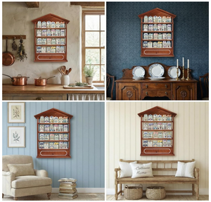 ชั้นวางของติดผนังแบบไม้รักษ์โลกสไตล์วินเทจสำหรับเก็บเครื่องเทศในครัว จุขวดได้ 24 ขวด - Product Image 4