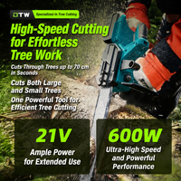 DTWA2-0070 Scie à chaîne sans fil industrielle OEM de 12 pouces, moteur sans balais 21V, scie à chaîne électrique, scie à abattre les arbres