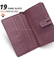 Ladies Wristlet Business Travel Purse Removable Checkbook Cover Inside Clutch Wallet RFID Cheap Leather Women Long Wallet