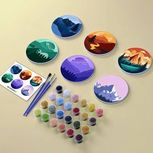XIXI Ensemble de 6 dessous-de-verre personnalisables en toile, imprimé animal, pour enfants, peinture à l'huile numérique DIY, 7*10.3cm - Product Image 6