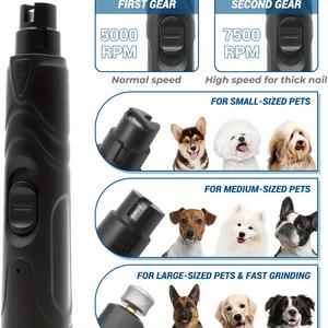 ペットネイルグラインダー低ノイズ & 振動LED充電式犬の爪ケアツールすべての品種のためのプラスチックペットスマートドッグネイルグラインダー - Product Image 4