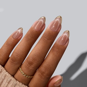 BTArtbox - Juego de Uñas Postizas Cortas de Lujo con Forma de Almendra, Gel Suave, Diseño 3D con Punta Francesa y Ojo de Gato, Uñas a Presión al por Mayor - Product Image 1