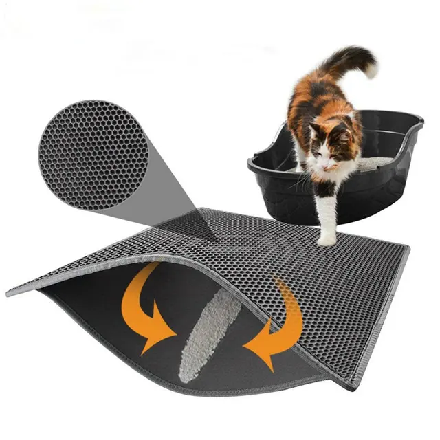 Haustier Katze Matte Doppel-Schicht Katzenstreu Trapper Matten mit Wasserdichte Untere Schicht Einfache Reinigung Schützen Boden Katze Bett