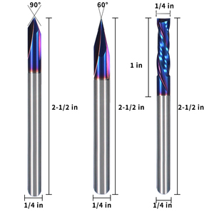 1/4*2-1/2 hrc65 2 Sáo Nano màu xanh lớp phủ <span class=keywords><strong>CNC</strong></span> Router <span class=keywords><strong>bit</strong></span> Bộ rắn Carbide endmill cho gỗ khắc <span class=keywords><strong>Bit</strong></span> Set - Product Image 3