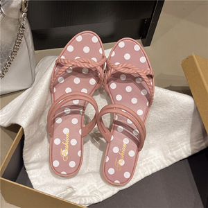 Nouvelles sandales compensées vintage françaises pour <span class=keywords><strong>femme</strong></span>, style estival, élégantes et délicates, à bout ondulé et ornées de cristaux - Product Image 4