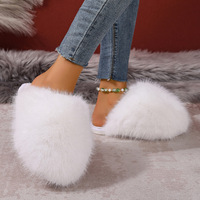 Vente en gros de nouveaux produits : Pantoufles en fourrure moelleuse à semelle en caoutchouc, doublure en peluche de haute qualité, vente en gros