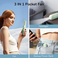 JISULIFE kipas genggam Mini portabel, kipas genggam Mini USB dapat diisi ulang 12-19 jam, Power Bank OLED Android, desain